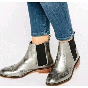 Dune London Quentin Pewter Chelsea Boots 39 Size 8 Boots Metallic